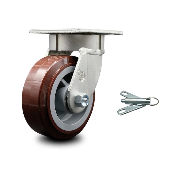 Service Caster 5 Inch Kingpinless Poly on Polyolefin Wheel Swivel Caster with Swivel Lock SCC SCC-KP30S520-PPUR-BSL - main